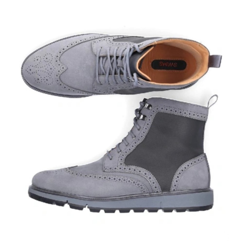 Swims Motion Wing-tip Brogue Boots Grey Size 12 US 35 EU